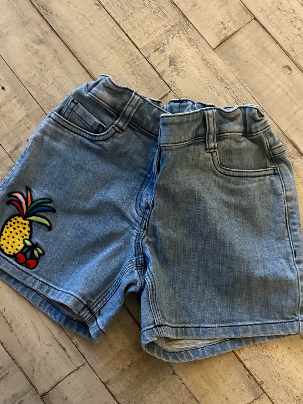 Hanna Andersson Light Blue Denim Shorts with Pineapple Patch